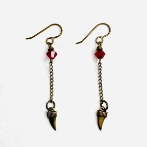 “Tus-Kany” Red Crystal Drop Earrings Handmade by McGlamorous